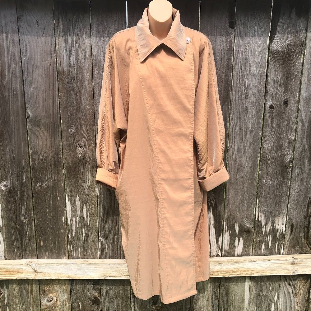 Mycra Pac Designer Wear Long Rain Coat Duster Jacket No Belt USA Womens One Size